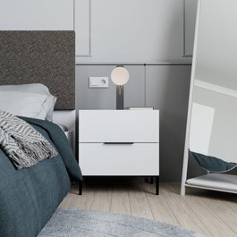 Hanah Home Mesilla de noche con 2 cajones en Blanco